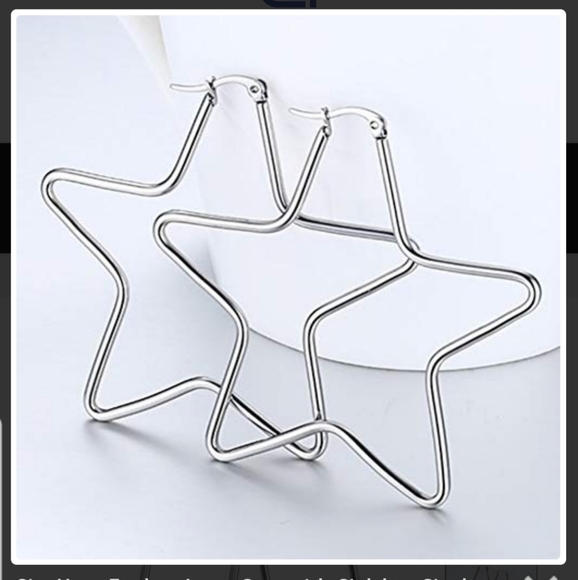 🔴🆕️ Star Earrings Hoops - Picture 9 of 11